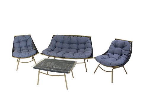 Metal Frame 4 Seater Outdoor Garden Sofa Set (2+1+1+Center Table)