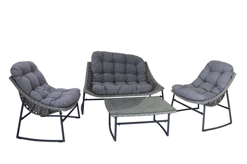 Metal Frame 4 Seater Outdoor Garden Sofa Set (2+1+1+Center Table)