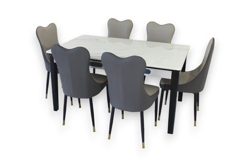 Arias Marble Top 6 Seater Dining Set
