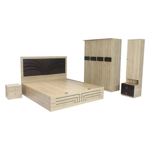 Rubix Bedroom Set King Size Hydraulic Bed , 4 Door Wardrobe With Dressing Table