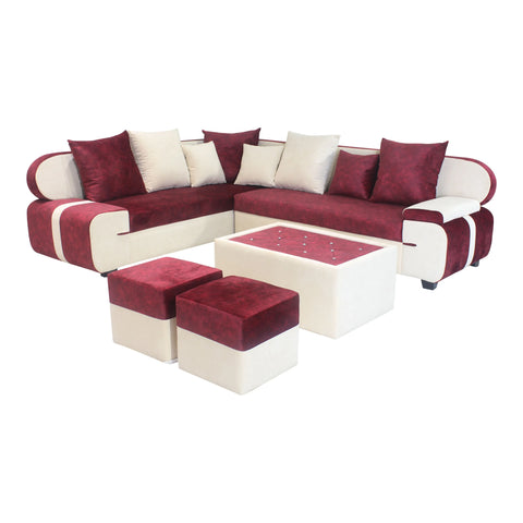 Alice 7 Seater Sofa Set with Center Table & Puffy