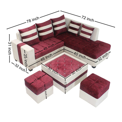 Futon Five Seater Sofa Set with Center Table & Puffy