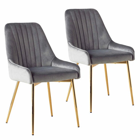 Metal Frame Velvet Fabric Cafe Dining Chairs (Set of 2)