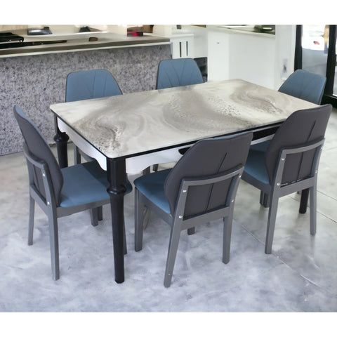 Oyster 6 Seater Dining Set with Solid Wood Chair