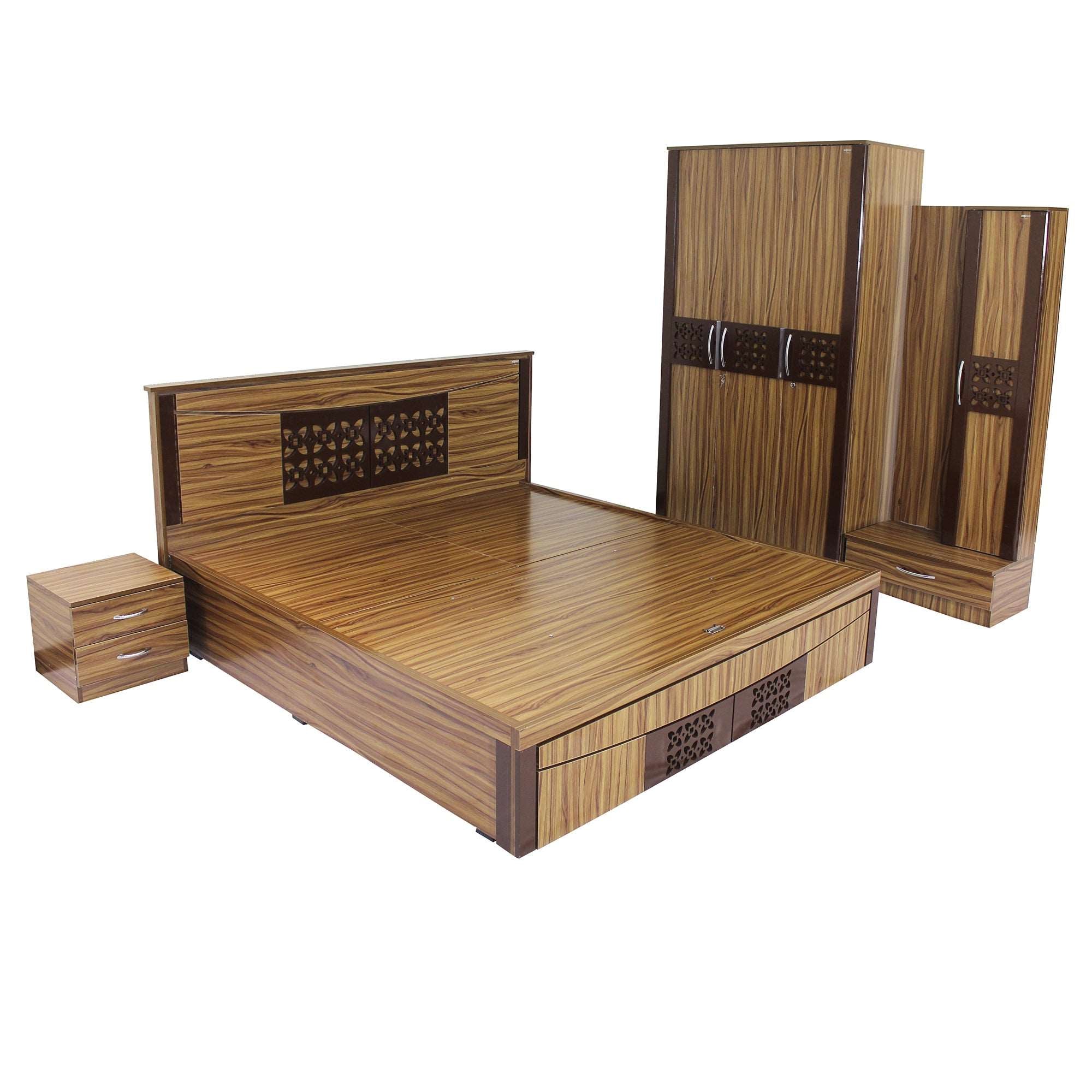 Aura King Size Bedroom Set with 3 Door Wardrobe, Dressing and Side Table
