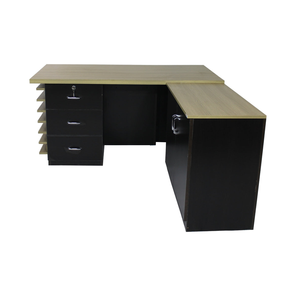 Lexon Engineered Wood Office Table with Drawer and Cabinet